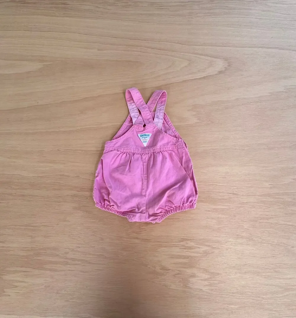 VTG Oshkosh Vestbak Baby Pink Overall Bubble Romper 24M USA Made